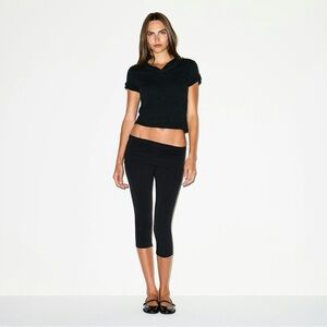 SKIMS FOLD OVER COTTON JERSEY CAPRI LEGGINGS